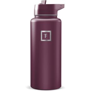 IRON °FLASK Camping & Hiking Hydration Flask, Wide Mouth, 3 Straw Lids, Stainless Steel Outdoor Water Bottle, Double Walled, Insulated Thermos, Metal Canteen - Dark Pine, 32 Oz in Kuwait