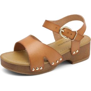 Girls Sandals Wedge Platform Open Toe Sandals Ankle Strap Summer Heels Dress Shoes for Little Big Kid in Kuwait