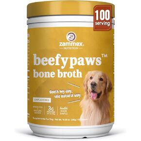 Zammex Bone Broth for Dogs, Grass Fed Beef Bone Broth Protein Powder - Supports Joints and Bone, Enhances Fur, Dogs & Cats Food Toppers for Dry & Wet 10.58oz in Kuwait