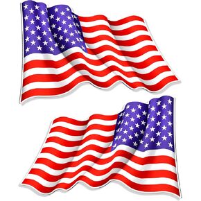 2 PCS American Flag Magnet for Car Truck - 1x Regular, 1x Reversed - USA Wavy Opposing Magnets Decal (3" x 2" (2 Pack)) in Kuwait