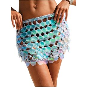 SHENHE Women's Crochet Skirt Cover Up Sequin Hollow Out Beach Bathing Suit Swim Coverups in Saudi Arabia