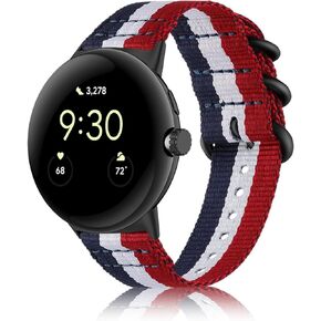 Soft Nylon Watch Bands Compatible with Google Pixel Watch 1/2/3/4 41MM, Soft Elastic Adjustable Replacement Strap with Stainless Steel Clasp for All-Day Wear, Men & Women, Khaki in Kuwait