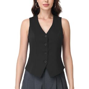 Vest Tops for Women V Neck Sleeveless Button Up Fitted Suit Waistcoat Business Dressy Casual Blazer Vests in Kuwait