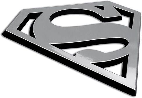 Officially Licensed DC Comics Superman Chrome Color Plastic Superhero Emblem for Cars, Trucks, and All Auto | Universal Fit at 4.1" x 3.1" | Weatherproof in Saudi Arabia
