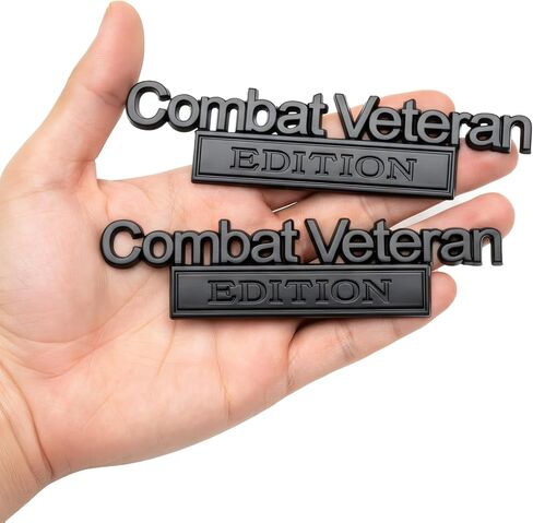 شعارات سيارة Combat Veteran Edition، ملصقات شارة عسكرية ثلاثية الأبعاد، شارات أبواب جانبية للمركبة والشاحنة وسيارات الدفع الرباعي، عبوتان (أسود غير لامع) in Saudi Arabia