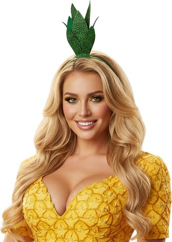 Pineapple Glitter Headband | Pineapple Stalk Crown | Pineapples Hair Accessory | Pineapples Costume Accessories | Fruit Headbands | Sparkly Glitter Hair Accessories | Green | Flexible Fit | 13.5" in Kuwait