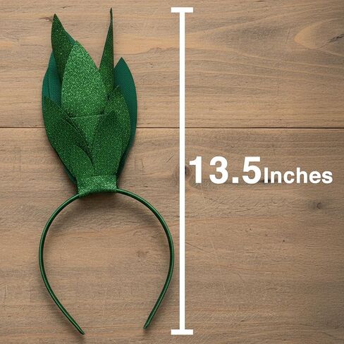 Pineapple Glitter Headband | Pineapple Stalk Crown | Pineapples Hair Accessory | Pineapples Costume Accessories | Fruit Headbands | Sparkly Glitter Hair Accessories | Green | Flexible Fit | 13.5" in Kuwait