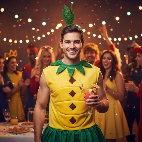 Pineapple Glitter Headband | Pineapple Stalk Crown | Pineapples Hair Accessory | Pineapples Costume Accessories | Fruit Headbands | Sparkly Glitter Hair Accessories | Green | Flexible Fit | 13.5" in Kuwait