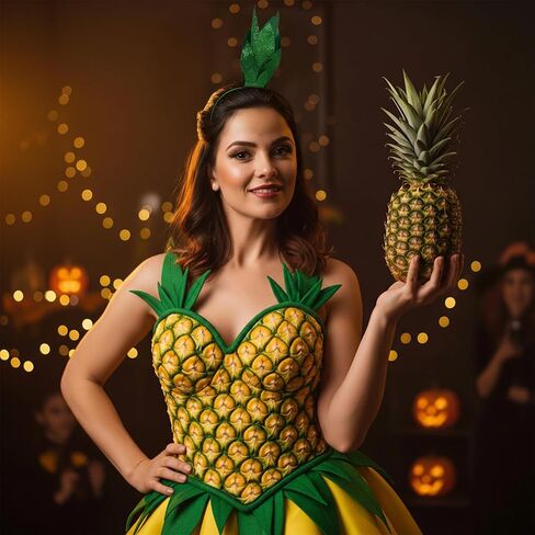 Pineapple Glitter Headband | Pineapple Stalk Crown | Pineapples Hair Accessory | Pineapples Costume Accessories | Fruit Headbands | Sparkly Glitter Hair Accessories | Green | Flexible Fit | 13.5" in Kuwait