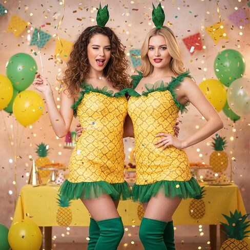 Pineapple Glitter Headband | Pineapple Stalk Crown | Pineapples Hair Accessory | Pineapples Costume Accessories | Fruit Headbands | Sparkly Glitter Hair Accessories | Green | Flexible Fit | 13.5" in Kuwait