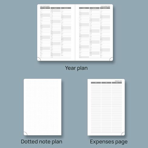 مخطط يومي POPRUN 2026، صفحة واحدة لكل يوم، تقويم مقاس A5 (5.75 بوصة × 8.5 بوصة) - كتاب مواعيد كل ساعة لمدة 12 شهرًا مع غلاف مقوى، وعلامات تبويب شهرية، وجيب، وحامل أقلام - بنفسجي in Kuwait