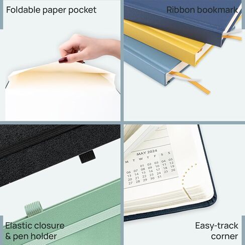 مخطط يومي POPRUN 2026، صفحة واحدة لكل يوم، تقويم مقاس A5 (5.75 بوصة × 8.5 بوصة) - كتاب مواعيد كل ساعة لمدة 12 شهرًا مع غلاف مقوى، وعلامات تبويب شهرية، وجيب، وحامل أقلام - بنفسجي in Kuwait