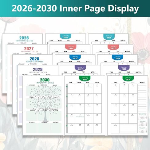 2026-2030 Monthly Planner, 5 Year Calendar Planner, Jan 2026 - Dec 2030, 8.3" x 6", Year Planner with Twin-Wire Binding, Holiday Reference, Notes Pages & Durable Polypropylene Cover in Saudi Arabia