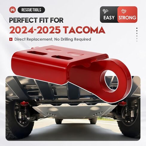 2PCS Heavy Duty Front Tow Hooks for Tacoma 2024-2026/4Runner 2025-2026, Car Tow Hooks,Red Powder Coated Alloy Steel Towing & Recovery Point Kit, Direct Replacement for Bumper Red in Kuwait