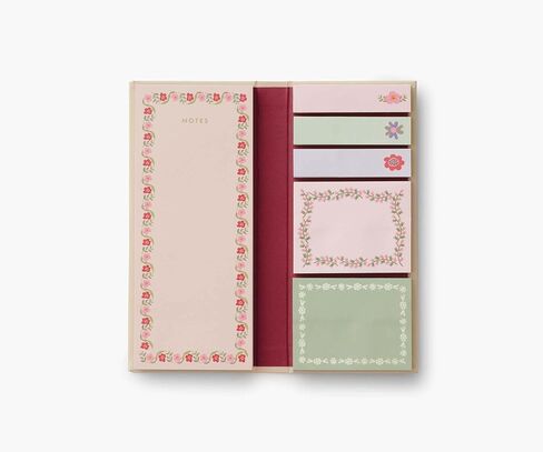 شركة RIFLE PAPER CO. Delphine Sticky Note Folio 50 ورقة لكل وسادة، 6.66 بوصة طول × 3 بوصة عرض، تتضمن وسادة تمزيق وملاحظات لاصقة، ولمسات من رقائق الذهب، وغطاء صلب، وإغلاق مرن، وتتبع مهامك اليومية in Saudi Arabia