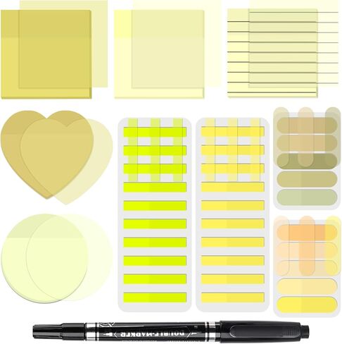 850 Sheets Transparent Sticky Notes, 3 x 3 Inch Clear Sticky Notes with Marker Pen for Bible, Waterproof Self-Adhesive Annotation Tabs, Gradient Color Note Pads for School Office (Red) in Kuwait