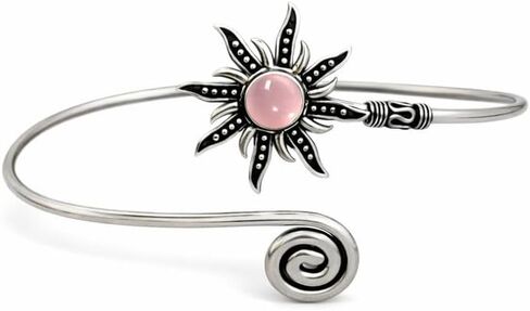 Silver Sunburst Bangle, Opal Stone Hand Cuff, Spiral Hand Cuff, Gemstone Cuff Bangle, Sun Bohemian Jewelry Gift in Kuwait