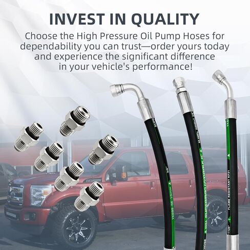 High Pressure Oil Pump HPOP Hoses Lines & Crossover Replacement Kit Compatible with Ford Excursion F250 F350 F450 F550 Super Duty 1999-2003 7.3L Powerstroke Turbocharged Engine ，Dual Metal Braided in Kuwait