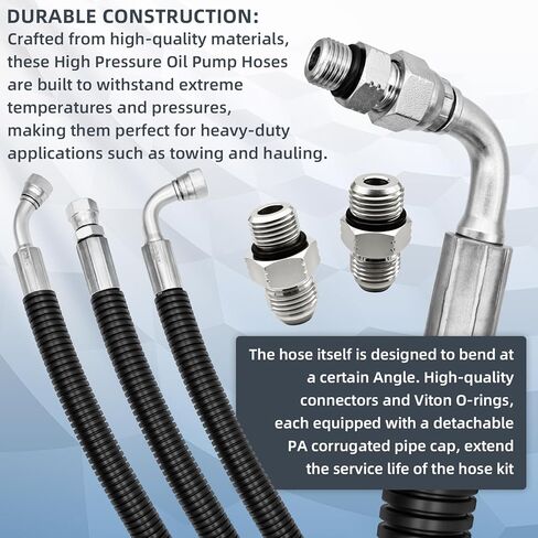 High Pressure Oil Pump HPOP Hoses Lines & Crossover Replacement Kit Compatible with Ford Excursion F250 F350 F450 F550 Super Duty 1999-2003 7.3L Powerstroke Turbocharged Engine ，Dual Metal Braided in Kuwait