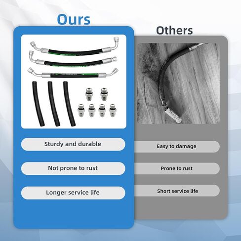 High Pressure Oil Pump HPOP Hoses Lines & Crossover Replacement Kit Compatible with Ford Excursion F250 F350 F450 F550 Super Duty 1999-2003 7.3L Powerstroke Turbocharged Engine ，Dual Metal Braided in Kuwait