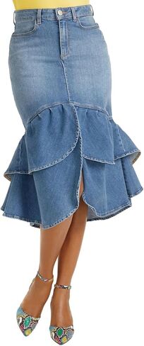 Masseys Women's Ruffle Hem Denim Jean Skirt in Saudi Arabia