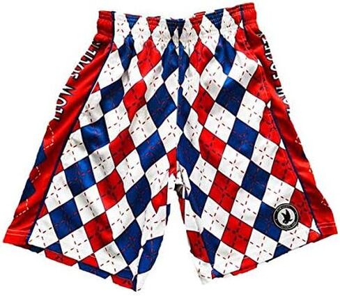 Flow Society Mens Red, White & Blue Argyle Attack Short - Mens Athletic Shorts in Saudi Arabia