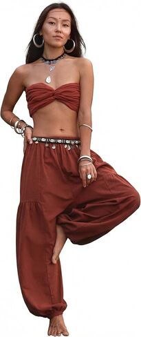 Thaluta Women's Natural Cotton Yoga Pants - Durable Harem Style Lounge Trousers, Organic Fabric, Relaxed Fit Boho Joggers in Saudi Arabia