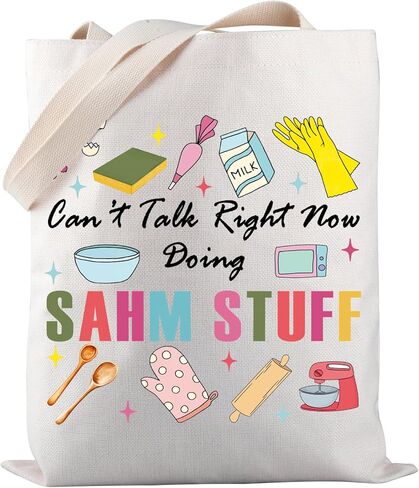 PWHAOO Stay-At-Home-Mom Tote Bag Can’t Talk Right Now Doing SAHM Stuff Tote Bag Mother's Day Gift in Saudi Arabia