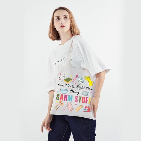 PWHAOO Stay-At-Home-Mom Tote Bag Can’t Talk Right Now Doing SAHM Stuff Tote Bag Mother's Day Gift in Saudi Arabia