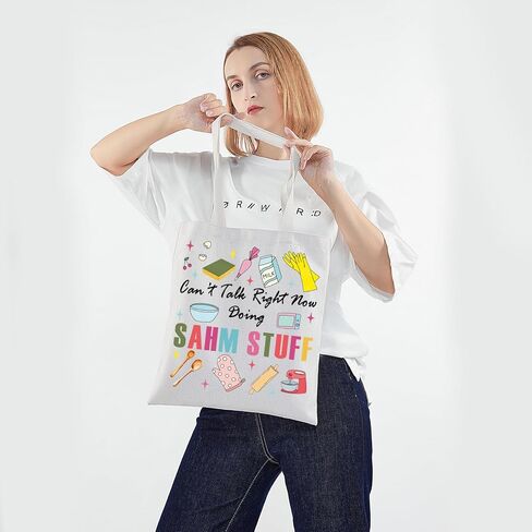 PWHAOO Stay-At-Home-Mom Tote Bag Can’t Talk Right Now Doing SAHM Stuff Tote Bag Mother's Day Gift in Saudi Arabia