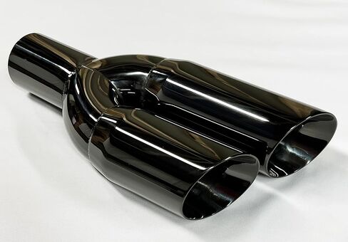 طرف العادم 2.25 مدخل 3.00 مخرج 13.00 WD080-225-BC-SS ثنائي مستدير أسود 304 طرف عادم من الفولاذ المقاوم للصدأ in Saudi Arabia