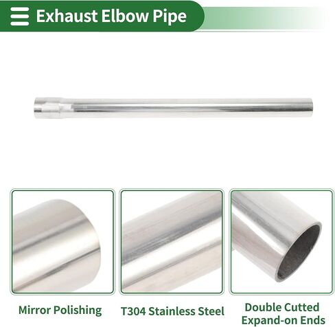 Motoforti 1.25" Straight Exhaust Pipe Tube T304 Stainless Steel DIY Custom Car Modified Tubing Piping 17.32" Length Single Side with Flaring Surface Polishing in Saudi Arabia