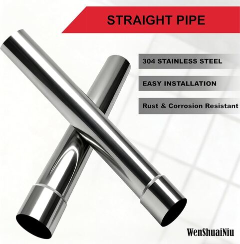 Universal 5 Inch 304 Stainless Steel Straight Exhaust Pipe, 47 Inch Length, 0.048 Inch Thickness -2PCS in Saudi Arabia