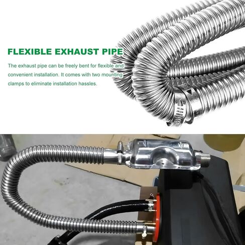24.5mm/0.96" Diesel Heater Exhaust Pipe with Silencer Muffler, 100cm/39.37" Stainless Steel Exhaust Tubing with Hose Clamps, Fuel Tank Parking Air Heater Vent Hose Kit for Most Cars in Kuwait