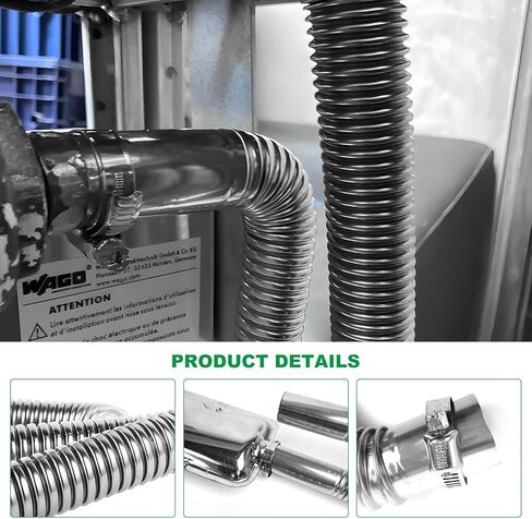 24.5mm/0.96" Diesel Heater Exhaust Pipe with Silencer Muffler, 100cm/39.37" Stainless Steel Exhaust Tubing with Hose Clamps, Fuel Tank Parking Air Heater Vent Hose Kit for Most Cars in Kuwait