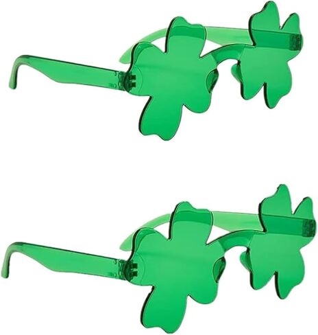 MYSXN 2PCS St. Patrick's Day Shamrock Sunglasses,Plastic Four Leaf Shamrock Sunglasses for St Patricks Day Accessories in Kuwait