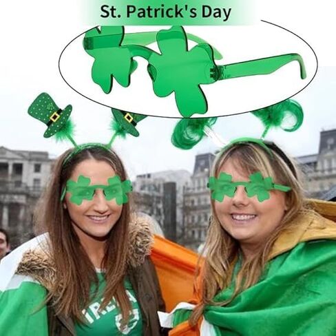 MYSXN 2PCS St. Patrick's Day Shamrock Sunglasses,Plastic Four Leaf Shamrock Sunglasses for St Patricks Day Accessories in Kuwait
