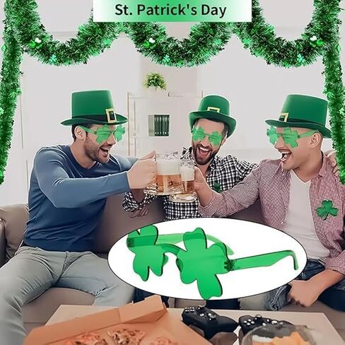 MYSXN 2PCS St. Patrick's Day Shamrock Sunglasses,Plastic Four Leaf Shamrock Sunglasses for St Patricks Day Accessories in Kuwait