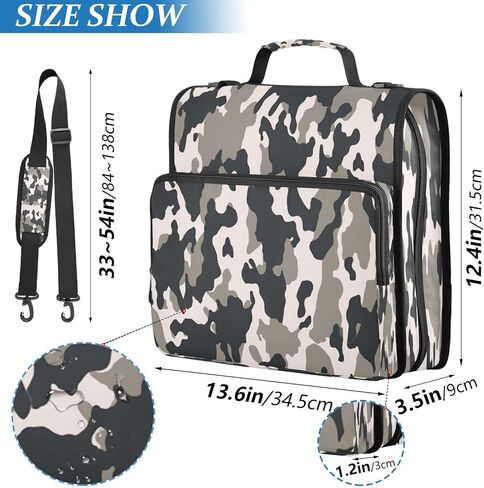 حافظة سحاب مموهة مقاومة للماء مع حزام كتف، حافظة صياد ثلاثية الحلقات بتصميم مسطح ومقصورات متعددة للمدرسة والمكتب، للبالغين والأطفال in Kuwait