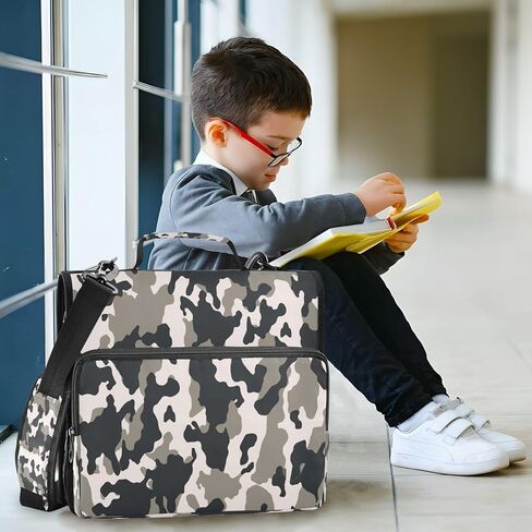 حافظة سحاب مموهة مقاومة للماء مع حزام كتف، حافظة صياد ثلاثية الحلقات بتصميم مسطح ومقصورات متعددة للمدرسة والمكتب، للبالغين والأطفال in Kuwait