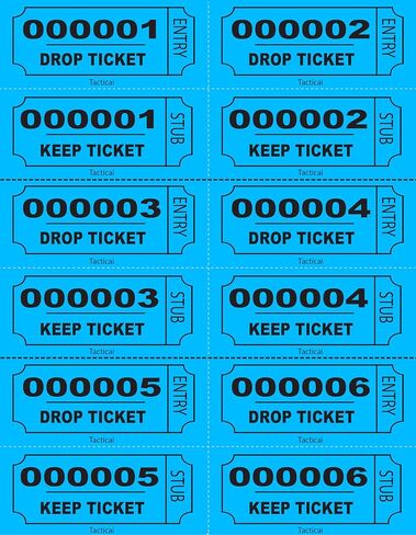 Tacticai 210 Raffle Tickets, Blue, Double Stub, Jumbo Size Ticket for Events, Entry, Class Reward, Fundraiser & Prizes in Kuwait