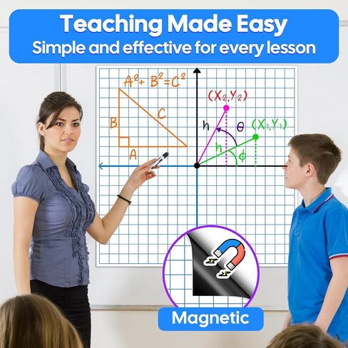 ورق شبكي إحداثي مغناطيسي عملاق XY، مسح جاف، لوحة رسم بياني كبيرة للسبورة البيضاء، الرياضيات الابتدائية المتوسطة والثانوية، أدوات التلاعب، أساسيات المعلم، الفصول الدراسية التي يجب أن تمتلكها اللوازم in Kuwait