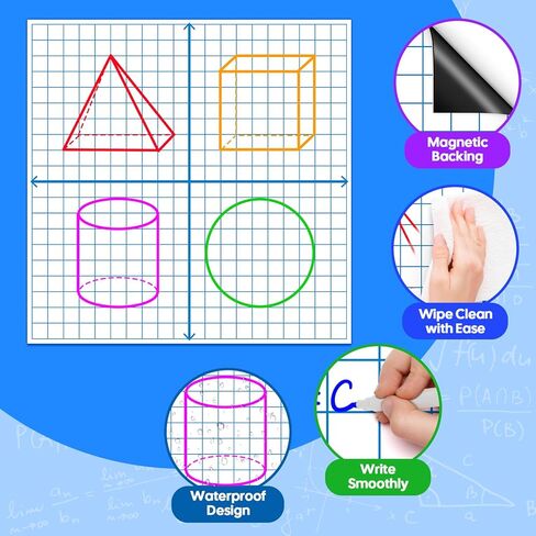 ورق شبكي إحداثي مغناطيسي عملاق XY، مسح جاف، لوحة رسم بياني كبيرة للسبورة البيضاء، الرياضيات الابتدائية المتوسطة والثانوية، أدوات التلاعب، أساسيات المعلم، الفصول الدراسية التي يجب أن تمتلكها اللوازم in Kuwait