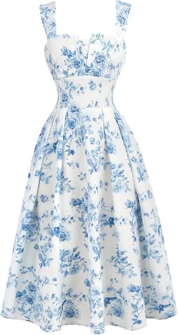 Girl's Cute Floral Dress Sleeveless Summer Vacation A Line Flared Midi Dresses in Saudi Arabia
