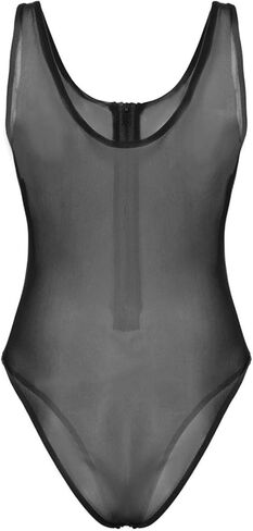 المرأة U الرقبة محض شبكة ثونغ ارتداءها قطعة واحدة عالية قطع زيبر ضيق Bodycon الأعلى in Kuwait