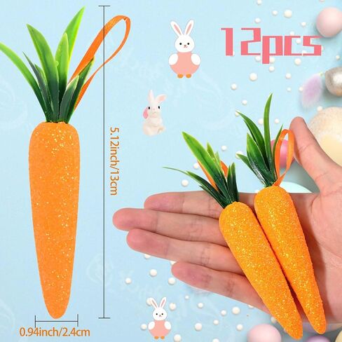 13 Pcs Easter Tree Decorations Easter Day Bunny Ears Tree Topper Foam Carrot Hanging Ornaments for Tree Decorations Home School Office Spring Party Supplies in Kuwait