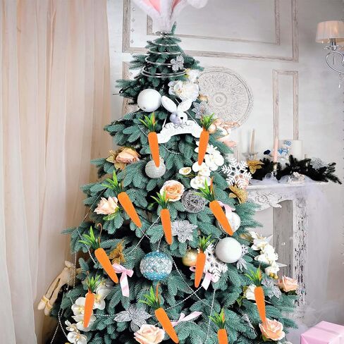 13 Pcs Easter Tree Decorations Easter Day Bunny Ears Tree Topper Foam Carrot Hanging Ornaments for Tree Decorations Home School Office Spring Party Supplies in Kuwait