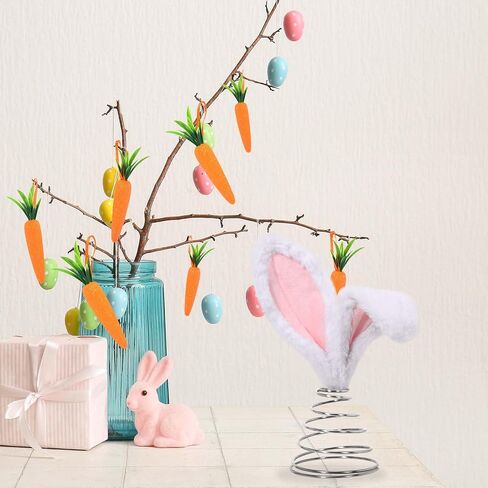 13 Pcs Easter Tree Decorations Easter Day Bunny Ears Tree Topper Foam Carrot Hanging Ornaments for Tree Decorations Home School Office Spring Party Supplies in Kuwait