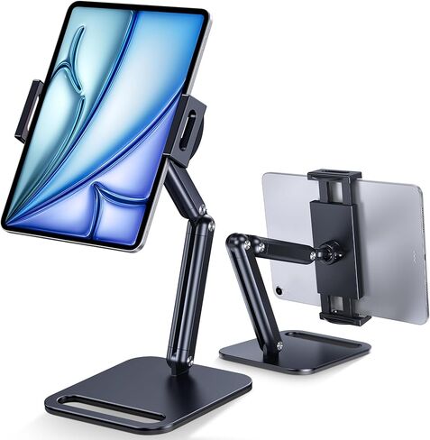 CreaDream Tablet Stand, Heavy Aluminum Tablet Holder for Desk with Adjustable 360° Swivel Bracket, Compatible with iPad Pro/Air/Mini, Galaxy Tab, Surface Pro, Kindle Fire 4.7''-13", Black in Saudi Arabia