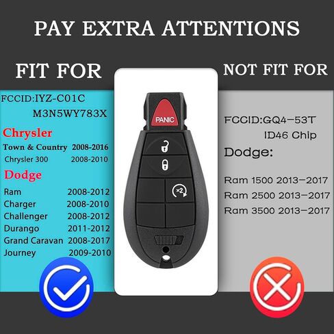 IYZ-C01C DIY Key Fob Replacement kit Dodge RAM 2008 2009 2010 2011 2012, Grand Caravan Chrysler Town Country Jeep Grand Cherokee Keyless Entry Remote with Easy Simple OBD Tool in Saudi Arabia